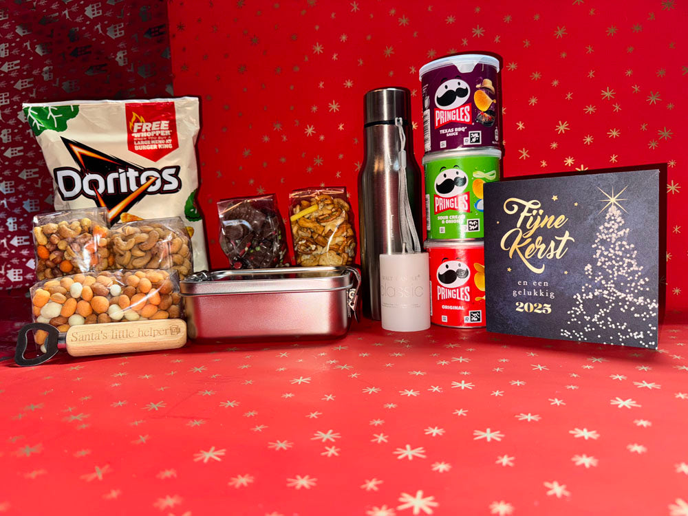 RVS Drinkfles, Broodtrommel, en Luxe Snacks - JouwKerstCadeau.nl 