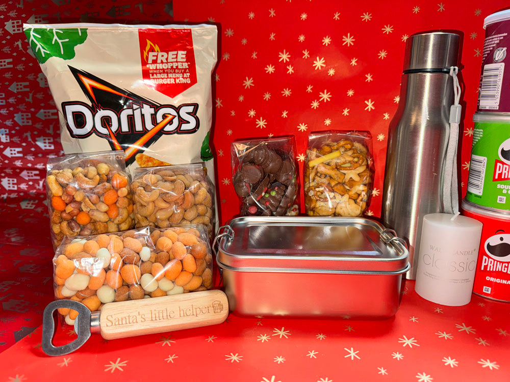 RVS Drinkfles, Broodtrommel, en Luxe Snacks - JouwKerstCadeau.nl 