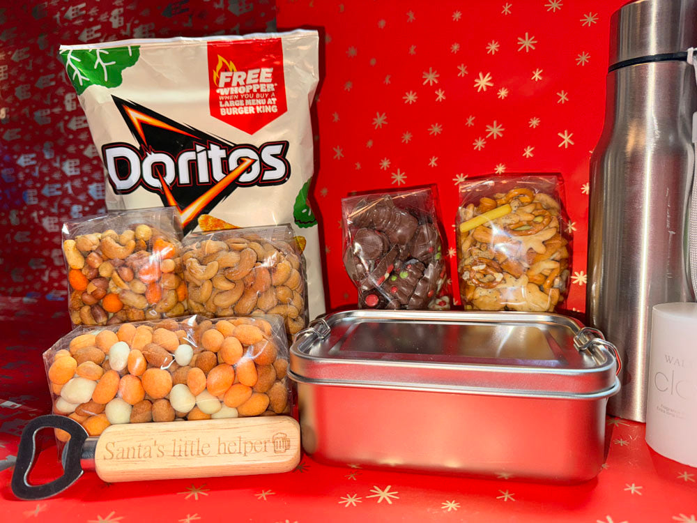 RVS Drinkfles, Broodtrommel, en Luxe Snacks - JouwKerstCadeau.nl 